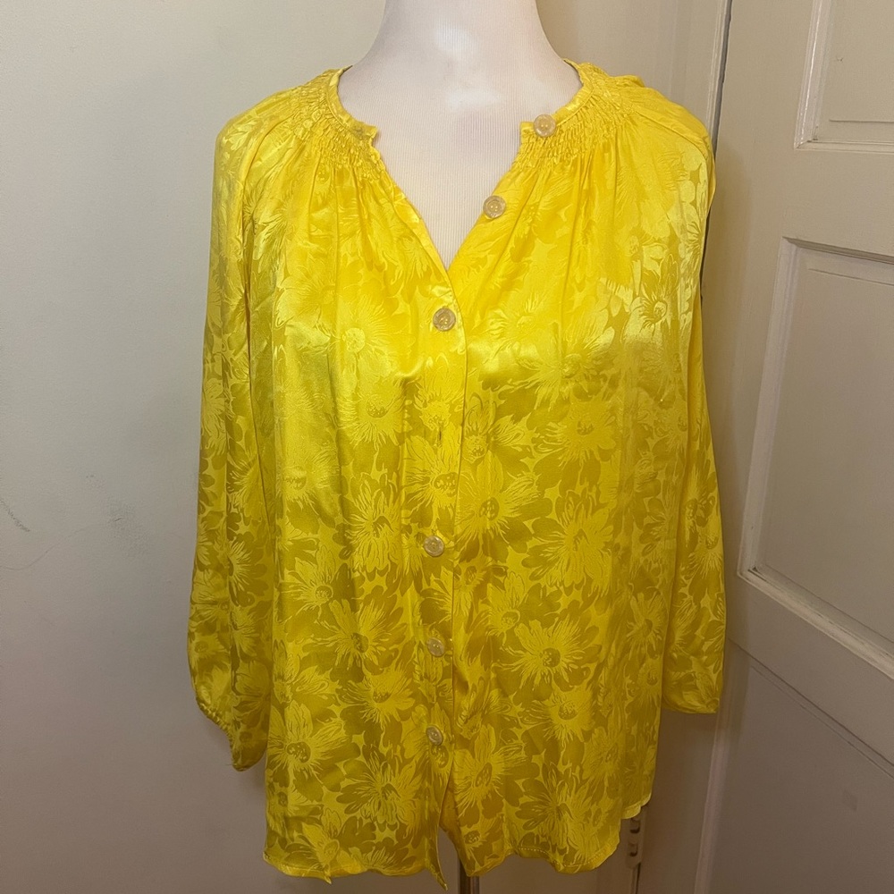 Tucker Yellow Silk Blouse